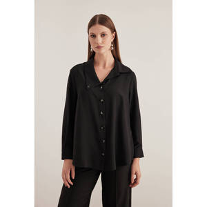 เสื้อป๊อปลินปักสีดำคอลูกไม้ - Product Image 5