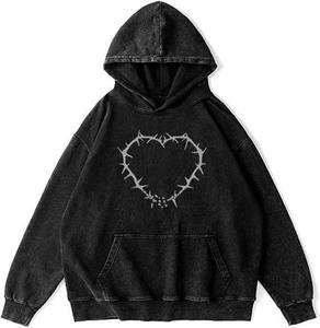 Vente en gros Pull à capuche délavé à l'acide pour hommes avec effet délavé et sweat à capuche carré - Product Image 6