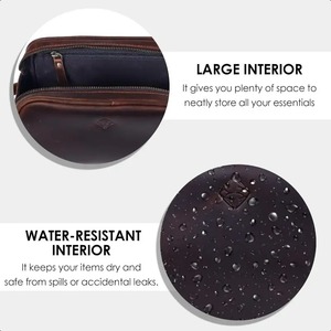 Étui de rangement portable en cuir véritable de luxe vintage résistant à l'eau et écologique pour sac/trousse de toilette pour hommes et femmes - Product Image 6