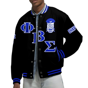 Phi Beta Sigma Fraternité 1914 Bleu Blanc Varsity Letterman Veste Vie Grecque Chenille Patch College Style Veste - Product Image 4