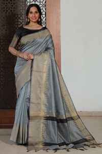 Haute soie brute tissage Saree Temple tissé bordure numérique imprimé moderne rayonne pure soie Blouse pièce contraste Pallu adultes - Product Image 2