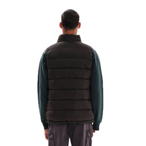 Couleur unie hiver bouffant gilet hommes fermeture éclair bulle respirant tissu chauffé chaud gilet hommes gilet poche - Product Image 4