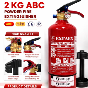 ถังดับเพลิงชนิดผงเคมีแห้ง ABC แบบพกพา น้ำหนัก 2 กก. ได้รับการรับรองมาตรฐาน CE  กระบอกสูบสแตนเลส/อะลูมิเนียม พร้อมวาล์วระบายแรงดันในตัว - Product Image 1