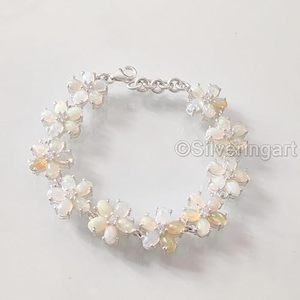 Women's <b>Bracelet</b> Natural Opal Gemstone October Birthstone wedding Christmas Gift Handmade Jewelry 925 Sterling <b>Silver</b> <b>Bracelet</b> - Product Image 1