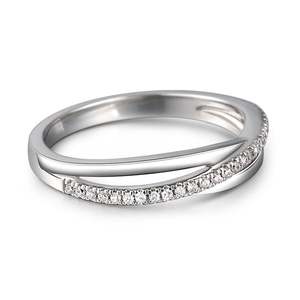 Jeulia Eternal Promise Crossover Design Sterling <b>Silver</b> Women's Anniversary Band with Zircon - Product Image 2