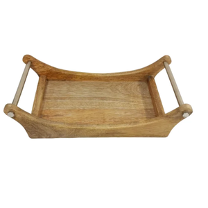 Plateau de service fini naturel avec poignée en métal Cadeau du Ramadan Plateau de service pour dattes Noix Servir Utilisation dans l'hôtel à la maison - Product Image 1