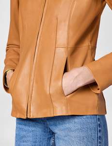 Chaqueta de Cuero Sólido para Mujer, Talla Grande, Gruesa, Transpirable, con Cierre de Cremallera, Tinte Liso, Acabado Directo de Pakistán - Product Image 5