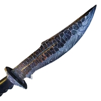 Handgeschmiedetes Damaszener Stahl Bowie-Messer mit Gerader Klinge und Clip-Point, Micarta-Griff für Outdoor, Camping und Jagd