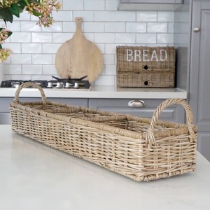 Panier multifonctionnel moderne en rotin naturel à 3 compartiments, écologique, pour le rangement dans la cuisine - Product Image 1