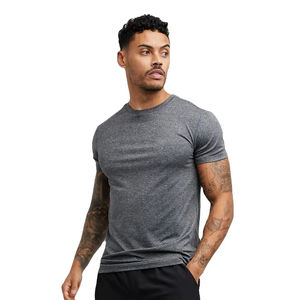 Camisetas de entrenamiento para hombres, camisetas de entrenamiento estirables de LICRA de algodón, camisetas de secado rápido para hombres, camiseta de gimnasio caliente ajustada, OEM personalizada - Product Image 3