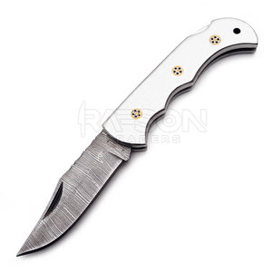 Couteau de chasse damas forgé à la main couteau de poche pliant damas pour camping en plein air meilleure vente - Product Image 1