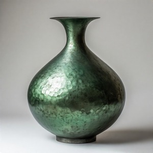 Vase vert antique de verdure sauvage avec la finition de texture rustique Vase en métal de concepteur Accent artisanal exquis pour la décoration intérieure - Product Image 6