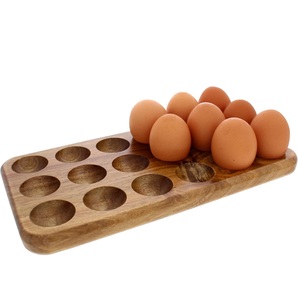 Porte-oeufs en bois naturel de style ferme organisateur d'œufs frais rustique pour le stockage de cuisine présentoir d'oeufs de comptoir - Product Image 4
