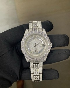 Personalizado redondo y corte Baguette VVS Moissanite diamante Acero inoxidable Iced Out reloj de pulsera automático Hip Hop hombres colección - Product Image 1