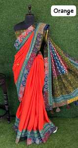 Alta calidad puro Mul algodón Saree hermoso espejo trabajo parche hecho a mano Tasles blusa hermoso Color hecho seda para fiestas - Product Image 5