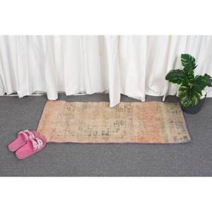 Tapis en laine turque vintage de 14x33ft, patchwork orange et vert, tissage plat pour décorations de salon avec support en latex - Product Image 4