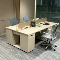 Meubles de bureau modulaires en bois de luxe pour plan de travail ouvert, cloison de bureau, poste de travail pour 4 personnes