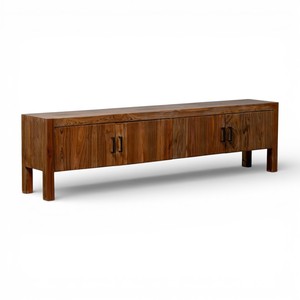 Custom Midcentury Modern <b>Long</b> 4-Door Solid Teak Wood <b>TV</b> <b>Stand</b> 72" Media Console 65" <b>TVs</b> Living Room Bedroom Furniture - Product Image 2