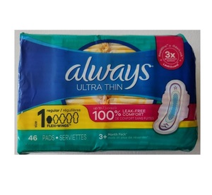 Pas cher Always Ultra Thin Pads avec Wings Taille 1 Regular 46 Count Soft Comfortable Leak Guard Bulk Pack à vendre - Product Image 1