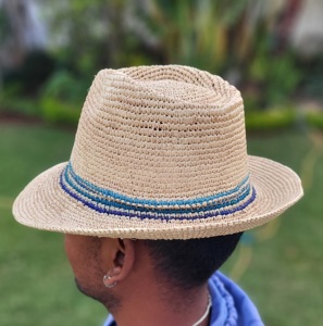 MADAGASCAR CHAPEAU FEDORA EN PAILLE POUR HOMME CROCHET RAFFIA FAIT MAIN - Product Image 2