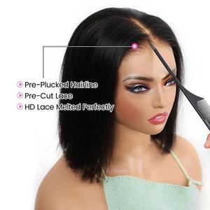 Raw Indian Short <strong>Bob</strong> <strong>Wigs</strong> Human Hair Lace Front <strong>Wig</strong> Wholesale Bone Straight Human Hair HD Lace Frontal <strong>Wig</strong> for Black Women - Product Image 2