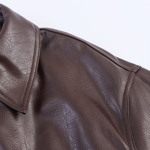 Veste pilote décontractée pour femme en polyester et simili cuir PU à simple boutonnage, manches longues, automne - Product Image 5