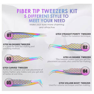 Pinzas de pestañas de extensión de volumen de logotipo personalizado de etiqueta privada de acero inoxidable de belleza, pinzas de pestañas hechas a medida al por mayor - Product Image 5