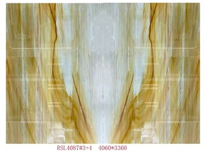 Paneles de Cuarzo de Lujo de Brasil, Diseño Book Match Gold Coast, Cuarzo Ámbar Dorado, Cuarzo Blanco Dorado para Isla - Product Image 4