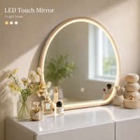 Meuble de Salle de Bain Moderne Européen de Luxe, Bois Massif, Finition Beige, Miroir Éclairé, Armoire de Rangement, Mobilier de Chambre Haut de Gamme