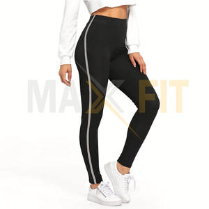 MAXFIT ENTERPRISES-Mallas de Entrenamiento de Estilo Casual para Mujer, Leggings Deportivos Transpirables de Alta Elasticidad, Encuadernación Blanca con Logo EN LA Cintura - Product Image 2