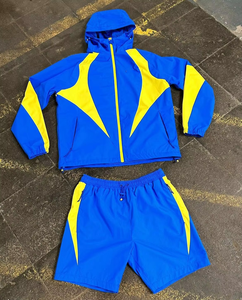 Manufacturer Custom Print 100% Nylon Streetwear Solid Windbreaker <b>Tracksuit</b> Jacket & <b>Shorts</b> Set Casual Sports Jogger for Winter - Product Image 1