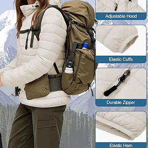 <b>Women</b> <b>Lightweight</b> Packable Puffer Jacket Quilted Insulated Warm Winter <b>Coat</b> with Full-Zip and Hooded Design Travel-Friendly - Product Image 6