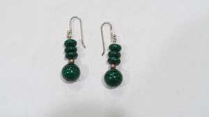 Boucles d'oreilles pendantes en malachite fantaisie, plaquées rhodium, cadeau de mariage ou d'anniversaire pour enfants, bijoux - Product Image 3
