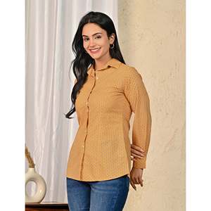 Camisa de Algodón Amarillo para Mujer, con Estampado y Bordado, Manga Larga, Diseño Floral de Lujo, Talla XL, para Primavera y Otoño - Product Image 6