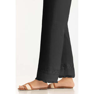Pantalon décontracté d'été brodé Khaddar à taille mi-haute, respirant et à jambes larges IPT-44009 - Product Image 1