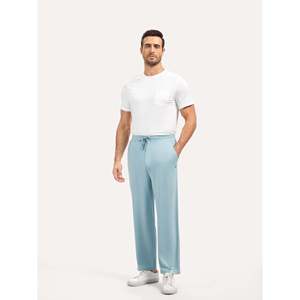   Pantalon de pyjama large pour homme, motif de Noël, en coton et soie tricotés, décontracté, sans manches, court, pour l'hiver - Product Image 2