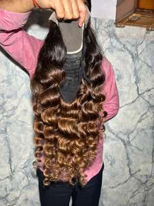 Cabello Humano Remy Rizado Indio de Calidad Súper Premium, Doble Trama HD para Peluca de Encaje, 250% de Densidad, Longitud Media, Color Marrón, Precio Bajo - Product Image 3