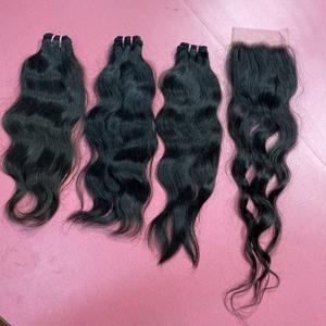 100% Cierres de encaje de cabello Remy indio humano Natural Estilo crudo sin procesar con paquete de ondas naturales Oferta en extensiones de cabello humano - Product Image 3