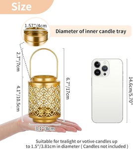 Lanternes en métal à motif en treillis de conception élégante, bougeoirs en fer faits à la main romantiques pour les mariages, Noël et les fêtes d'Halloween - Product Image 5