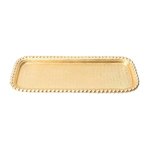 Wholesale Best Quality round Serving Tray Decorative <b>Border</b> Customized Logo Wedding Tableware Display Premium Aluminium Tray - Product Image 5