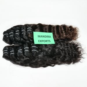 Máquina Remy, proveedor de trama doble, cabello de color negro, paquetes ondulados sin tengle natural, extensiones de cabello indio humano de templo virgen - Product Image 1