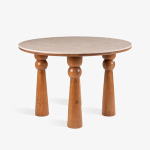 Mesa de Comedor de Diseño Nuevo con Patas Curvas de Madera Maciza de Acacia, Diseño Hermoso, Forma Redonda Natural, Tapa de Mármol, para Uso Doméstico, Comercial y en la Cocina - Product Image 2