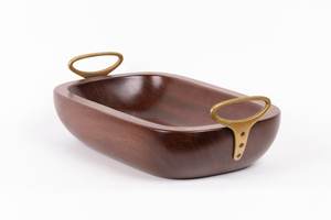 Bol de bateau en bois d'acacia fait à la main avec poignée en laiton pour servir des collations Salades Fruits lors des fêtes-Spruce Exportations - Product Image 3