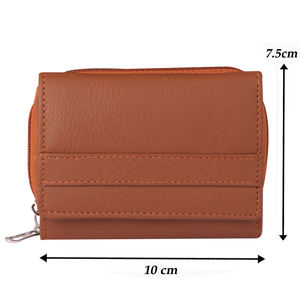 Cartera minimalista de cuero RFID para mujer, cierre de botón, diseño de logotipo personalizado, nueva cremallera a la moda, longitud corta, Económica - Product Image 1