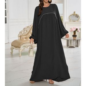 Elegant Beaded Turkish Kaftan Dress - Long Sleeve Loose Maxi Dress with Round Neck Machine Washable Traditional <strong>Attire</strong> for Women - Product Image 1
