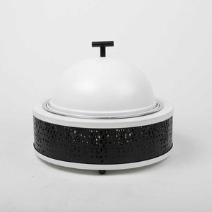 Ensemble de chauffe-plats de luxe en acier inoxydable avec couvercle blanc, durable, antiadhésif, écologique, compatible avec les cuisinières à gaz, pour buffet - Product Image 3