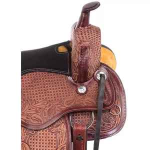 Selle de cheval occidentale en cuir de qualité supérieure et de qualité supérieure | Confort fabriqué à la main, arbre durable, idéal pour les sentiers d'entraînement, le baril et le rodéo - Product Image 2