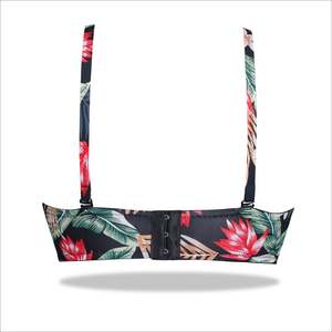Soutien-gorge froissé à fleurs rouge-Rembourré à bretelles florales extensibles - Product Image 2