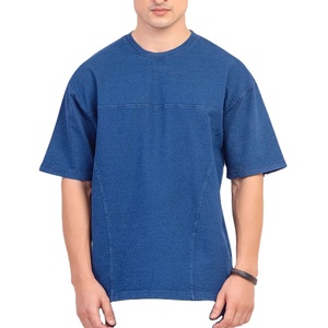 Shoulder Factory Sale New Design Plain <b>Denim</b> <b>Material</b> Plus Size Neck Streetwear Fashion T-Shirt Men's Wear Quick Dry Breathable - Product Image 1