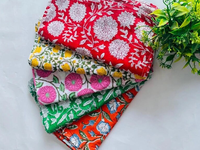Lot de serviettes de cuisine artisanales en coton brodé, imprimées au bloc, à bord festonné, style Rajasthani, écologiques, pour la table